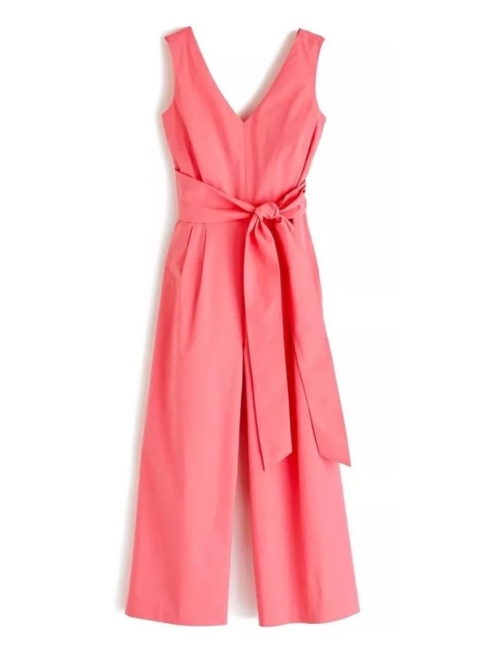 NWT J. Crew Wrap-Tie Jumpsuit in Stretch Poplin Bright Coral Size 4